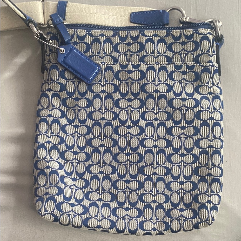 Coach Blue and White Patterned Crossbody Bag - Picture 2 of 5